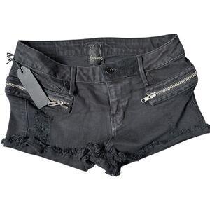 RtA x Harrods Cutoff Shorts Size 24 Black Denim Distressed NWT LA Made
